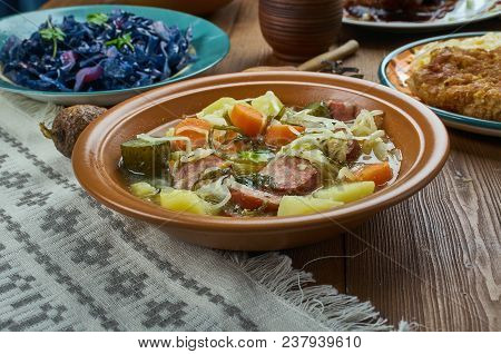 German Cuisine ,kohlsuppe ,traditional Authentic Slow Cooked German Cabbage Soup