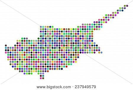 Bright Dotted Cyprus Island Map. Vector Geographic Map In Bright Colors On A White Background. Multi