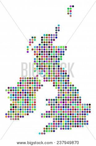 Bright Dot Great Britain And Ireland Map. Vector Geographic Map In Bright Colors On A White Backgrou