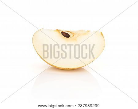 One Chinese Golden Pear Slice Nashi Variety Isolated On White Background