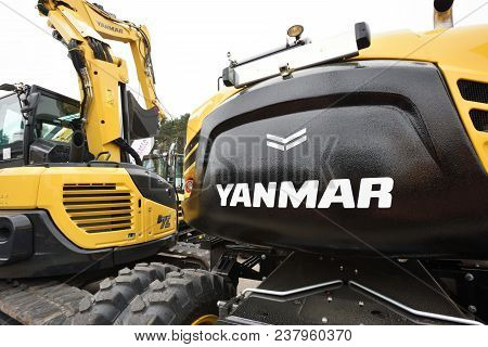 Vilnius, Lithuania - April 25: Yanmar Excavator And Logo On April 25, 2018 In Vilnius Lithuania. Yan