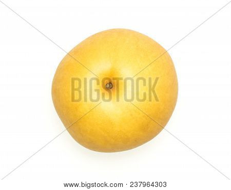 Chinese Golden Pear Top View Nashi Variety Isolated On White Background One Whole Round