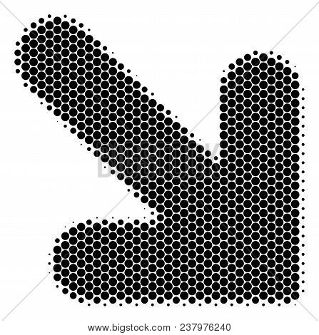 Halftone Dot Arrow Down Right Icon. Pictogram On A White Background. Vector Collage Of Arrow Down Ri