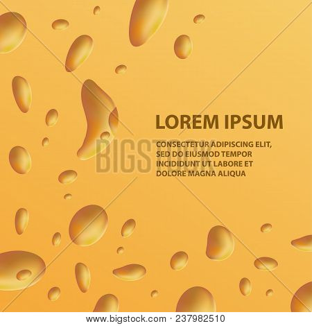 Realistic Cheese Texture. Vector Delicious Cheesy Banner With Holes.