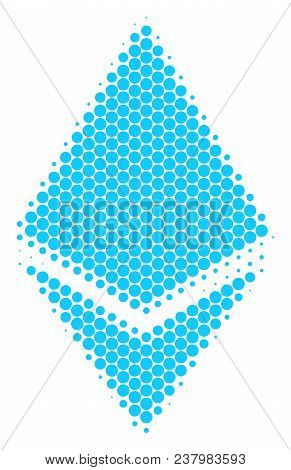 Halftone Round Spot Ethereum Crystal Icon. Pictogram On A White Background. Vector Collage Of Ethere