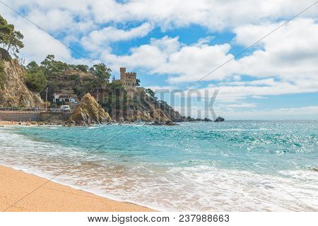 Lloret De Mar Castell Plaja At Sa Caleta Beach In Costa Brava Of Catalonia, Spain