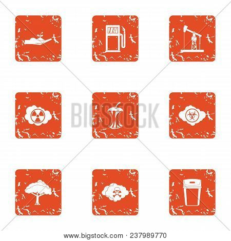 Eco Path Icons Set. Grunge Set Of 9 Eco Path Vector Icons For Web Isolated On White Background