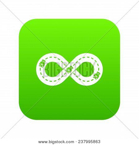Track Icon Green Vector Isolated On White Background