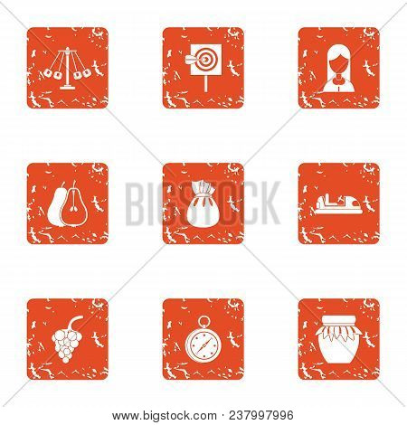 Solemn Icons Set. Grunge Set Of 9 Solemn Vector Icons For Web Isolated On White Background