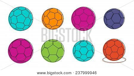 Soccer Ball Icon Set. Color Outline Set Of Soccer Ball Vector Icons For Web Design Isolated On White
