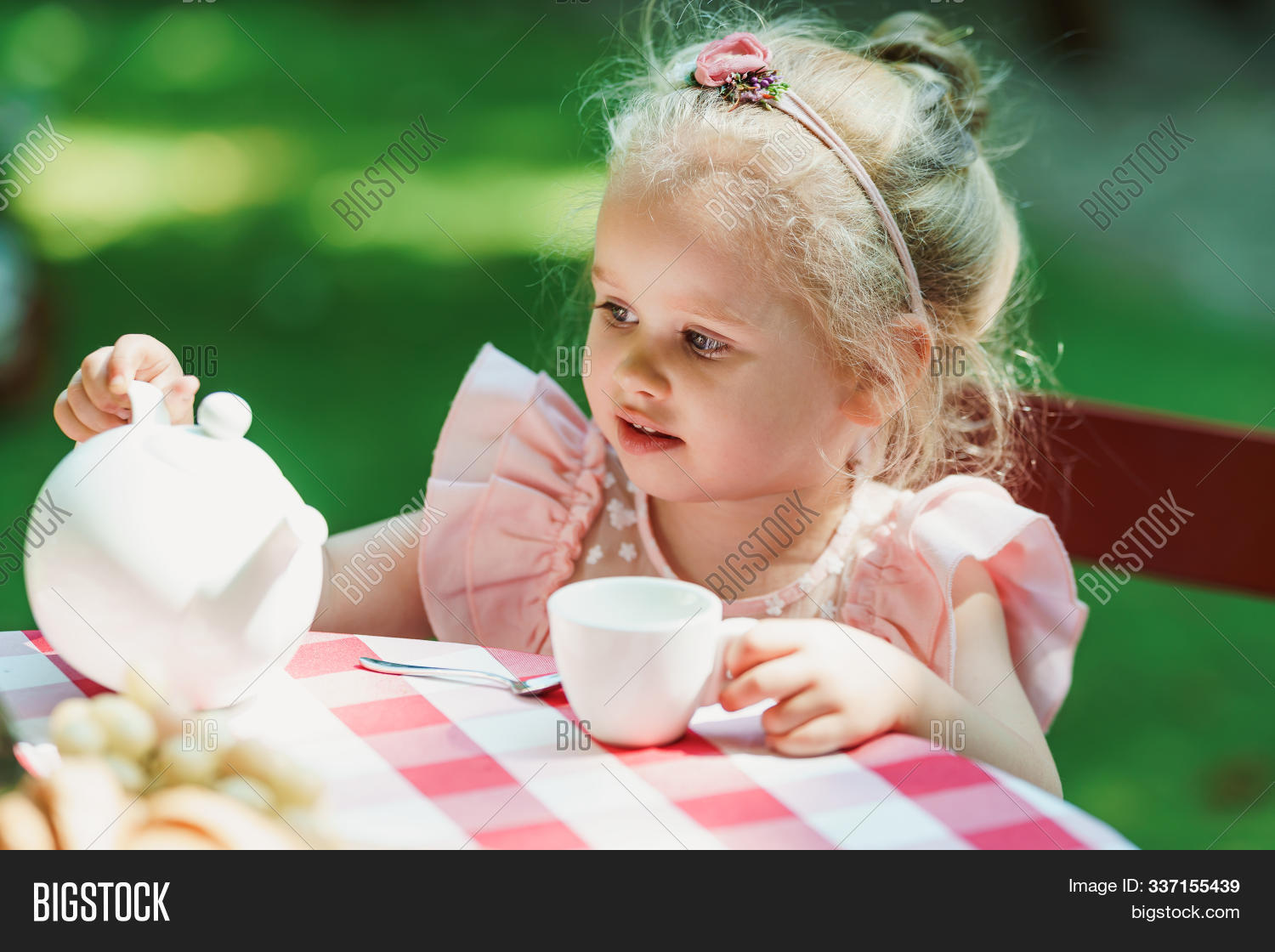 Little Girl Having Tea Image Photo Free Trial Bigstock