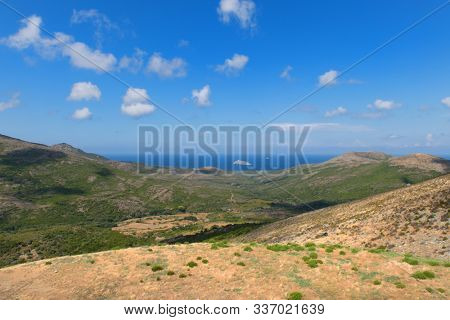 Landscape French island Giraglia with lighthouse near Corse