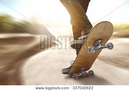 Skate Boarder Skate Boarding At Skate Park