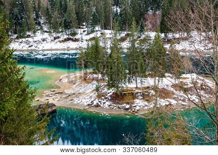 amazing turquoise water of Caumasee Switzerland