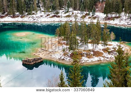 amazing turquoise water of Caumasee Switzerland
