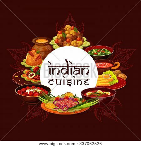 Indian Cuisine Restaurant Menu Cover Template, India Traditional Authentic Food Dishes. Vector India