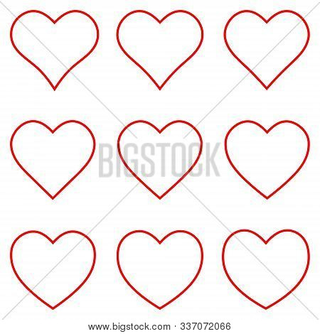Set Red Heart Shape Vector Photo Free Trial Bigstock
