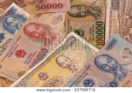 A Composition Of Vietnamese Dong Vnd Banknotes Providing Great Options To Be Used For Illustrating S