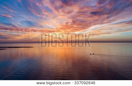 Sunset On Mobile Bay From Daphne, Alabama Bayfront Park Pavilion