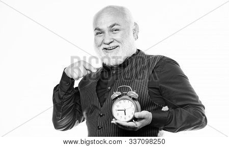 Lifetime Ageing And Getting Older. Senior Man White Beard. Senior Timekeeper. Counting Time. Time Do