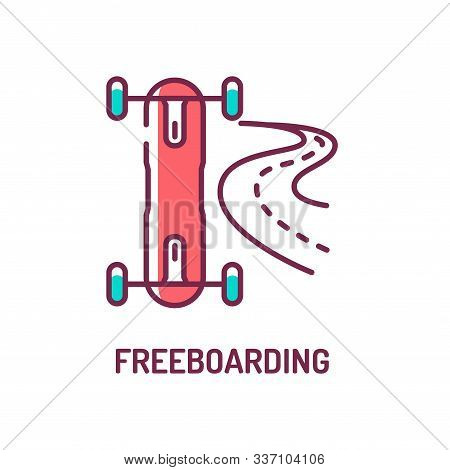 Freeboarding Color Line Icon. Form Of Skateboarding. Pictogram For Web Page, Mobile App, Promo. Ui U