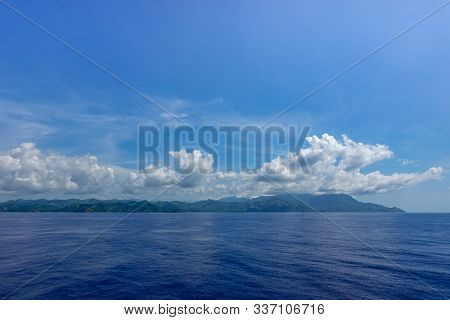 Haiti-11/1/19: The Hazy And Mountainous Coastline Of The Caribbean Island Of Haiti As A Cruise Ship 