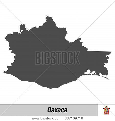 High Quality Map With Flag State Of Mexico - Oaxaca