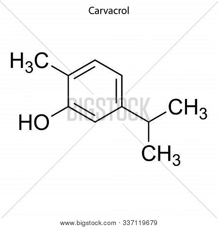 Skeletal Formula Of Carvacrol. Chemical Molecule. . Template For Your Design
