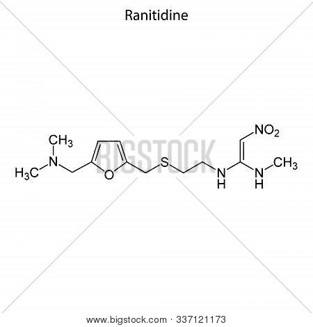 Skeletal Formula Of Ranitidine. Chemical Molecule. . Template For Your Design