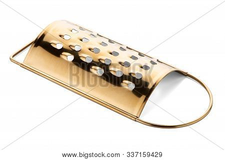 Golden Colored Metal Scraper Isolarted On White Background.