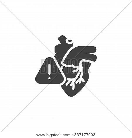 Human Heart With Exclamation Mark Vector Icon. Filled Flat Sign For Mobile Concept And Web Design. H