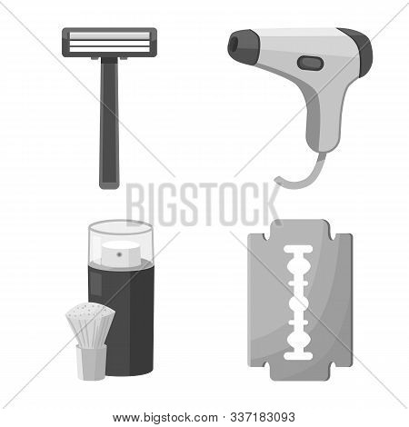Vector Design Of Shaving And Hygiene Logo. Set Of Shaving And Safety Vector Icon For Stock.
