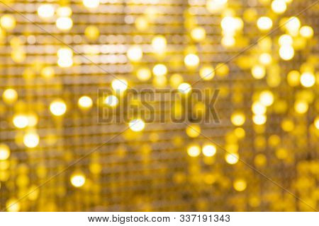 Abstract Blur Sequin Dress Colorful Bokeh Goldren Light. Design Backdrop. Disco Color