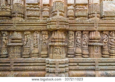 View At The Decorative Stone Relief In Konark Sun Temple Complex - India, Odisha