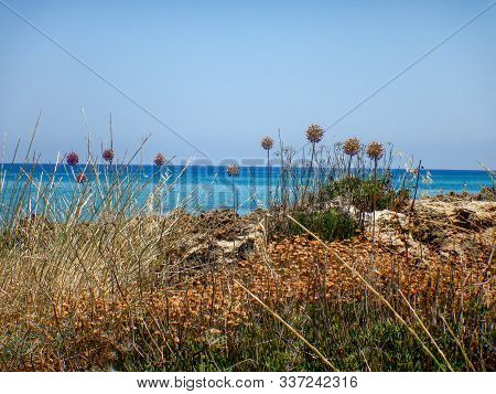 Pernera, Cyprus, June, 2019: Storm At Sea A Sunny Day At Sunrise Beach At Pernera On Cyprus
