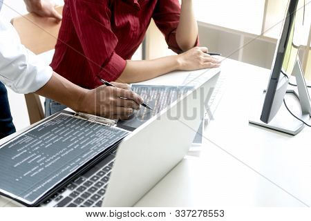 Teamwork Team Programmer Working With Computer