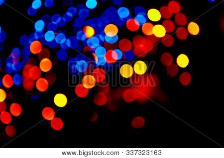 Colorful Circles Bokeh Festive Glitter Dark Background