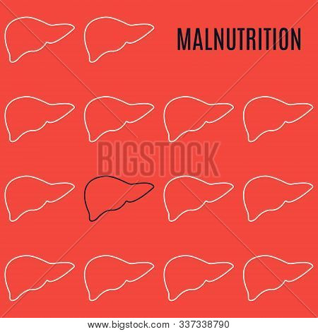Malnutrition Liver Icon Patterned Poster In Linear Style