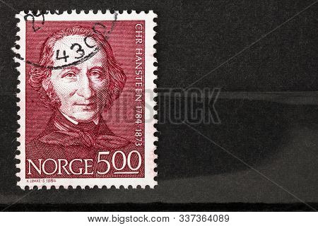 Seattle Washington - November 28, 2019: Postage Stamps Of Noway Featuring Astronomer And Scientist C