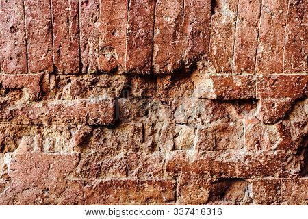 The Ancient Brick Wall Was Neatly Arranged And So Strong That There Was No Space, Even A Small Needl