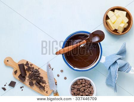 Molten Chocolate With Different Types Of Chocolate For Dough Preparation Recipe Chocolate Ganache, C