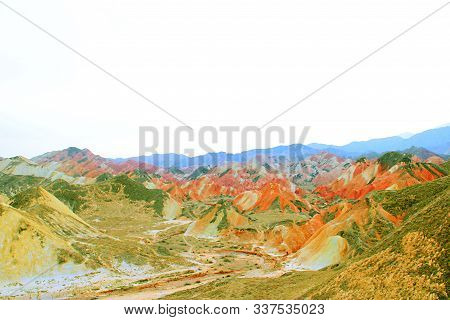 Qicai Danxia Landform, Zhangye City, Gansu Province, China