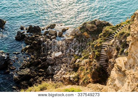 Cape Caliacra Is A Nature Monument In Bulgarian Dobrogea (quadrilateral), Comprising A Medieval Fort