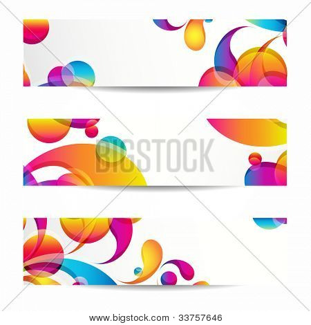 Abstract web banners with colorful arc-drop for your www design