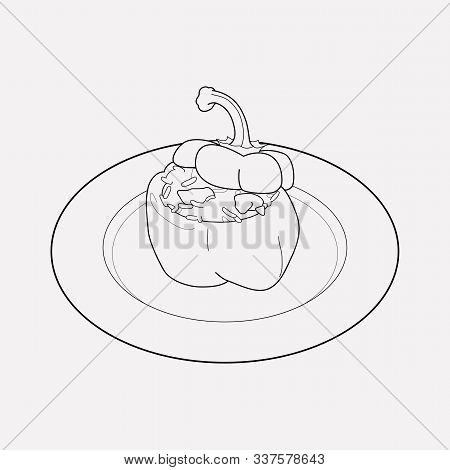 Bulgarian Stuffed Peppers Icon Line Element. Vector Illustration Of Bulgarian Stuffed Peppers Icon L