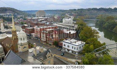 The Kentucky River Meanders Along Framing The Downtown Urban Core Of Frankfort Ky