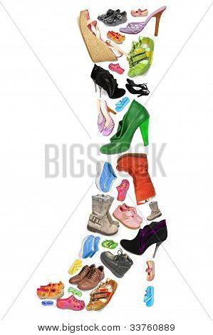 zbiór różnych buty na białym tle