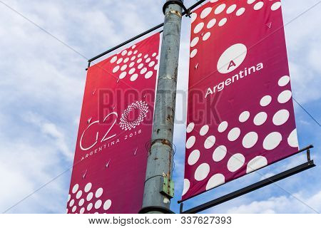 Buenos Aires, Argentina - November 25, 2018: Sign Of G20 Summit