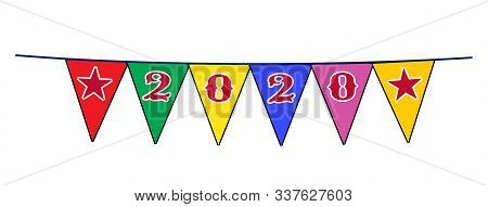 The Text 2020s As A Line Of Bunting On A White Background