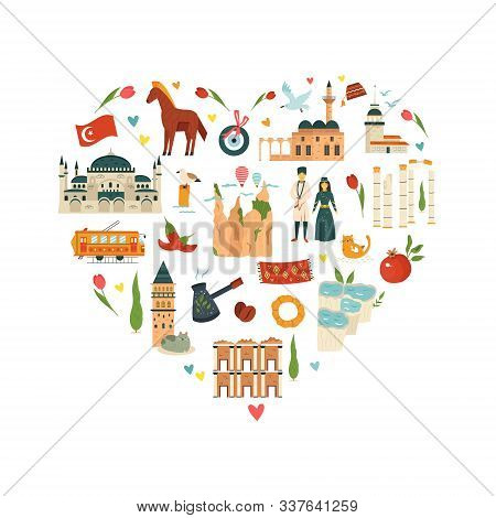 Abstract Design With Famous Landmarks Of Turkey